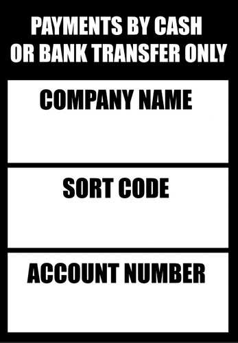 Blank bank details - bank, sign
